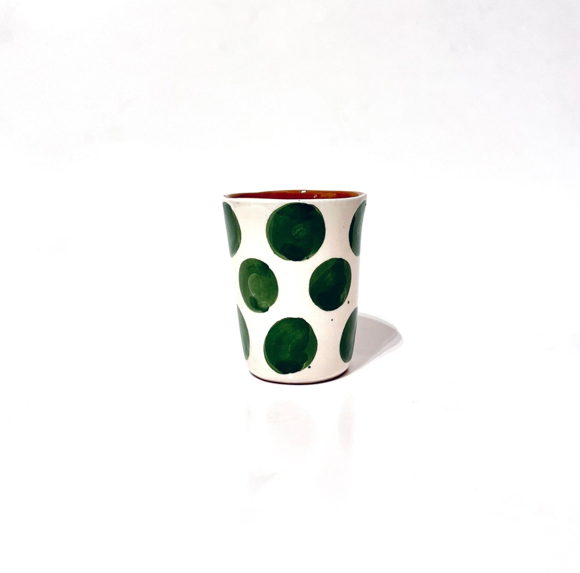 Vaso mini lunares verde - moruecoceramicas