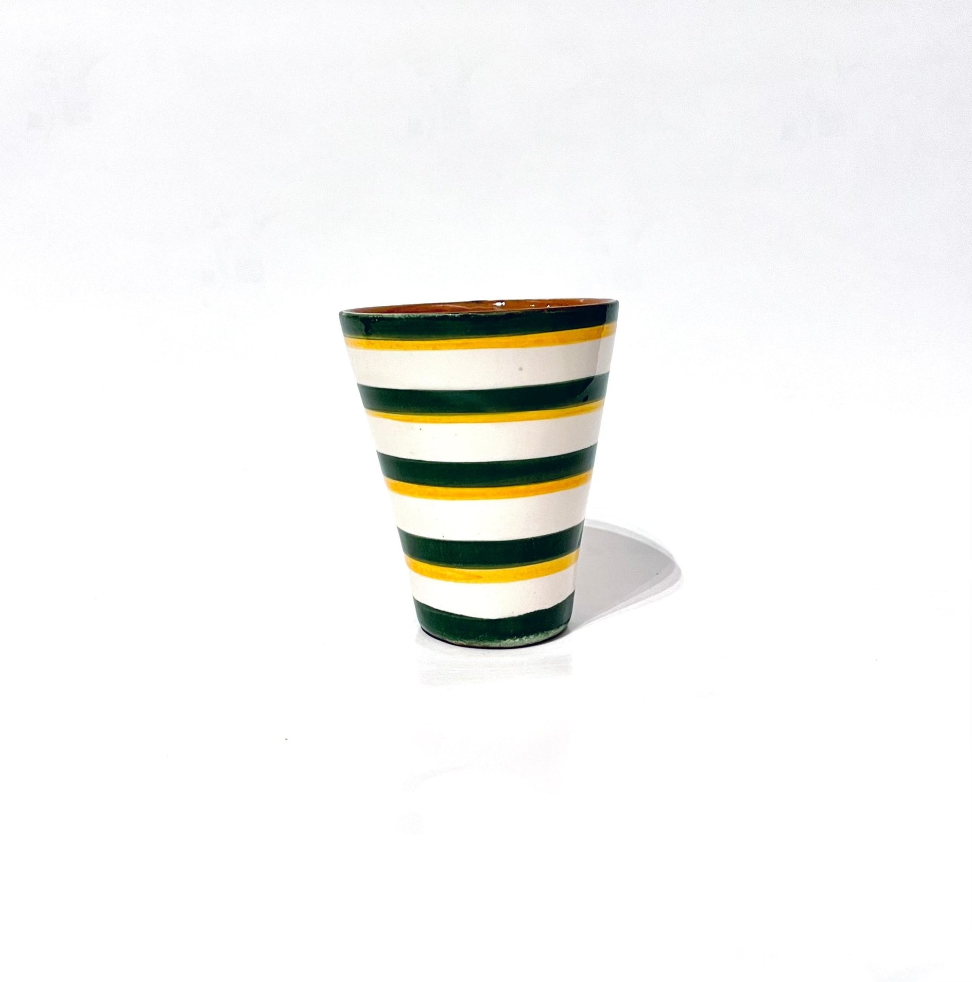 Vaso rayas amarillo - verde - moruecoceramicas