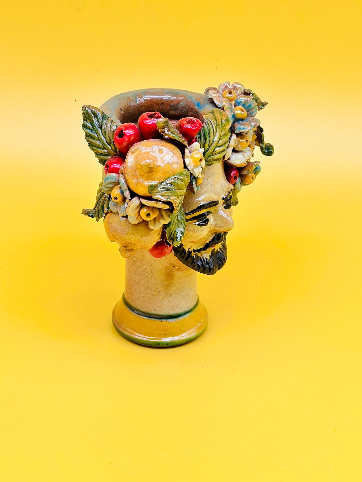 Cabeza de hombre decorada con limones y flores Gemelo02