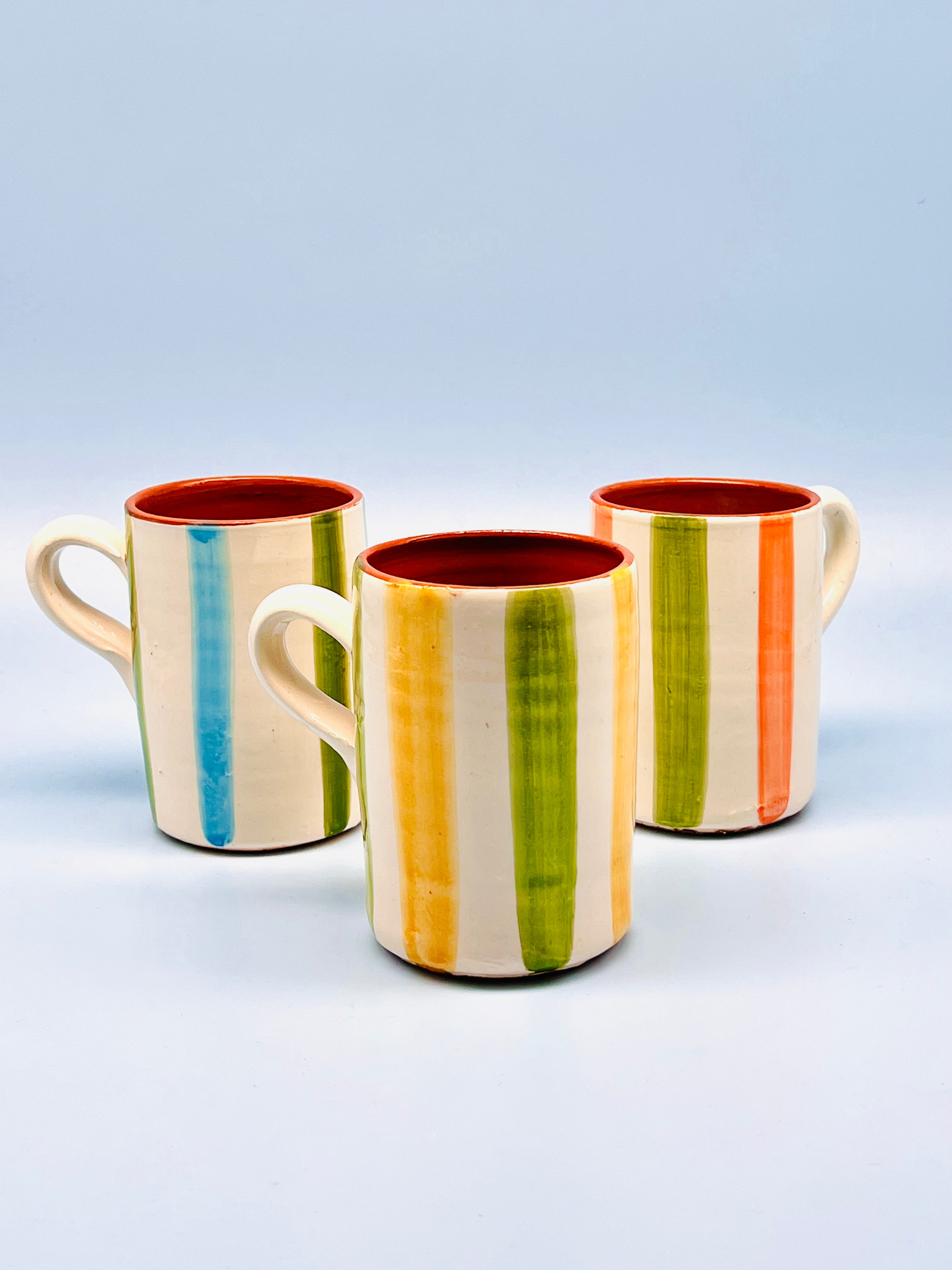 Taza artesanal Stripes Yellow-Green