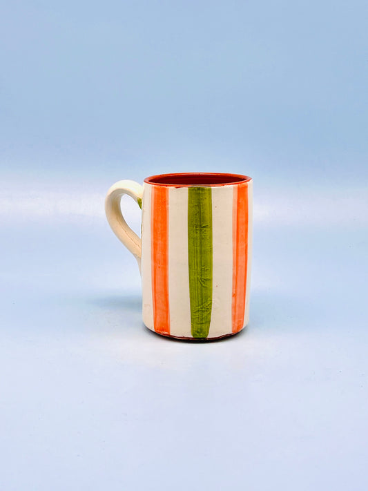 Taza artesanal Stripes Orange-Green